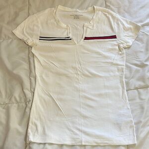 Tommy Hilfiger White Tee with Red and Black Accents